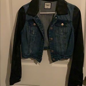 Crop Jean/faux leather jacket.